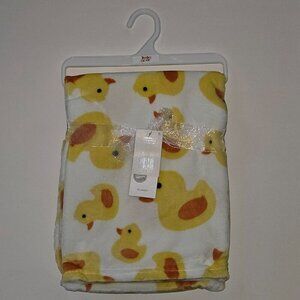 NEW Baby Gear Yellow Duck White Fleece Baby Blanket Lovey 30" x 40" Rubber Ducky